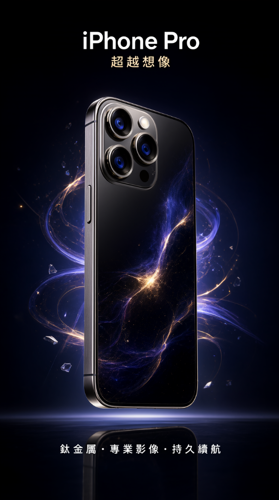 Qwen Image 2.1 實測 9:16 商業產品海報：iPhone Pro 繁體中文排版